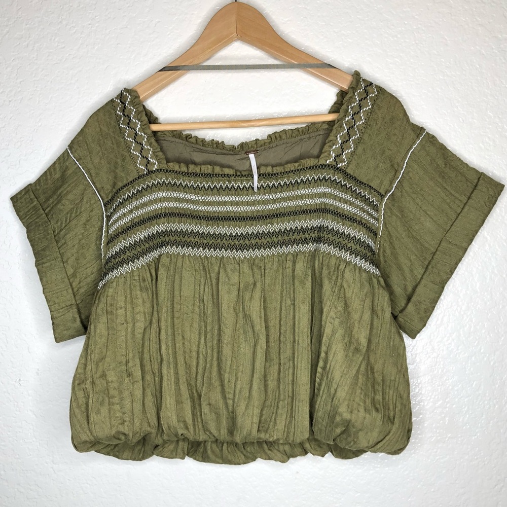 Free People Cropped Top with Cuffed Sleeves